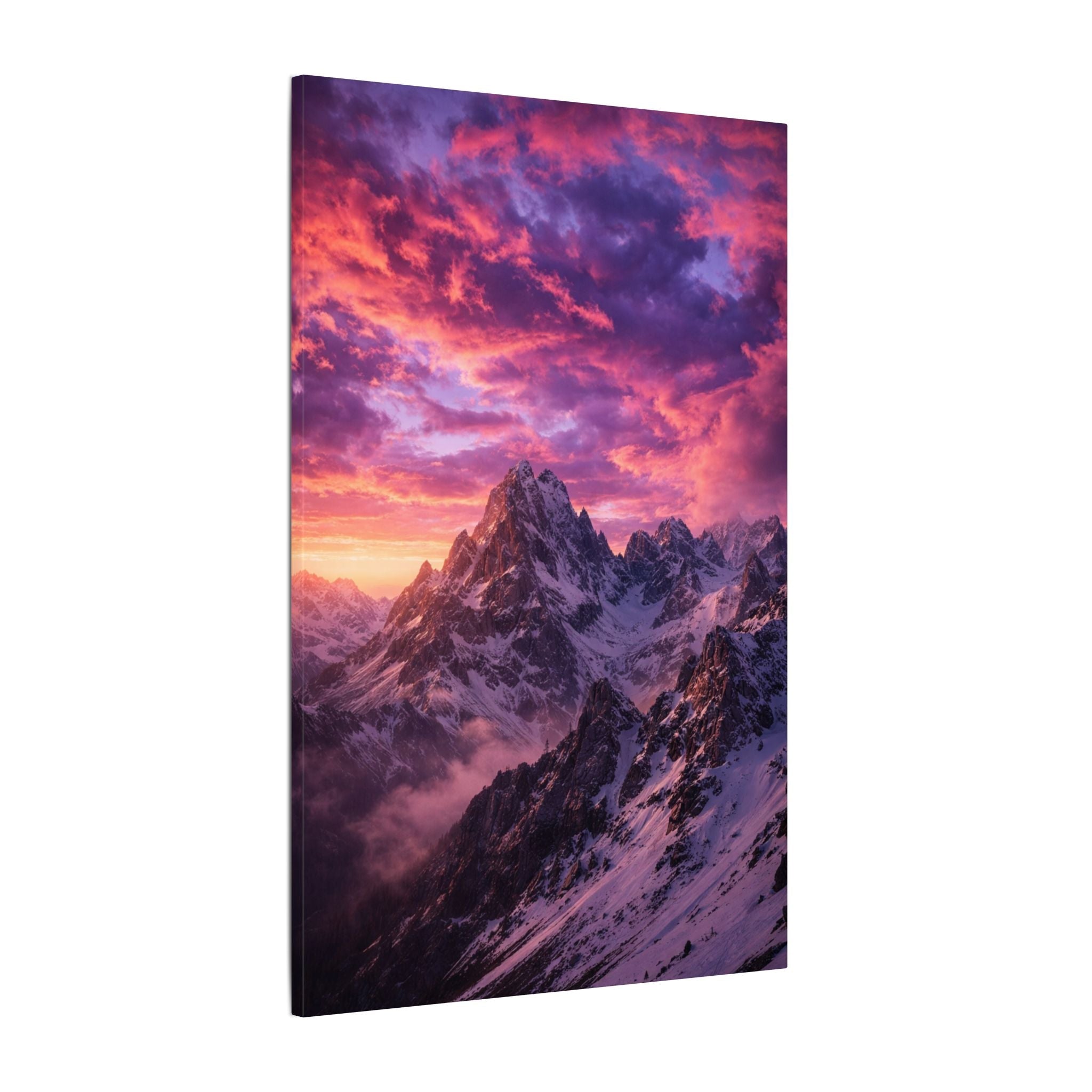 Mountain Canvas Wall Art – Dramatic Sunset Sky Landscape | Crimson Sky ...
