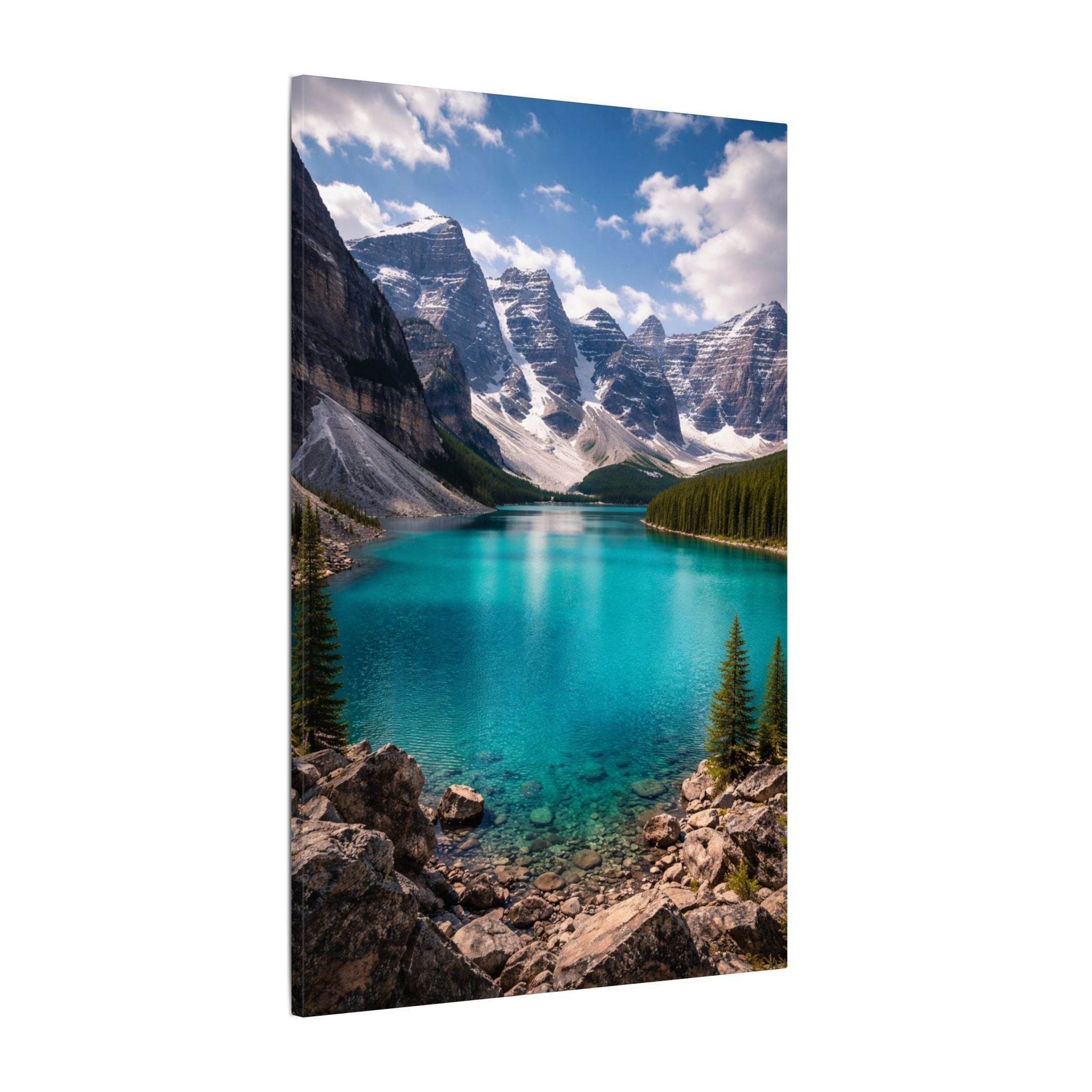 Turquoise Mountain Lake Canvas Wall Art – Alpine Landscape Print with ...
